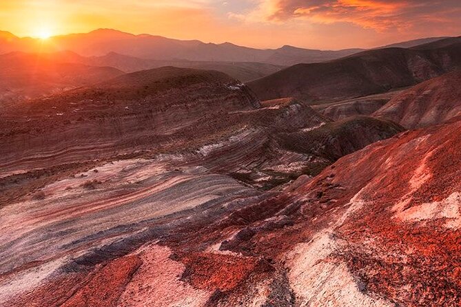Khizi-Shahdag Tour - Khizi’s Candy Cane Mountains in red, white, and pink